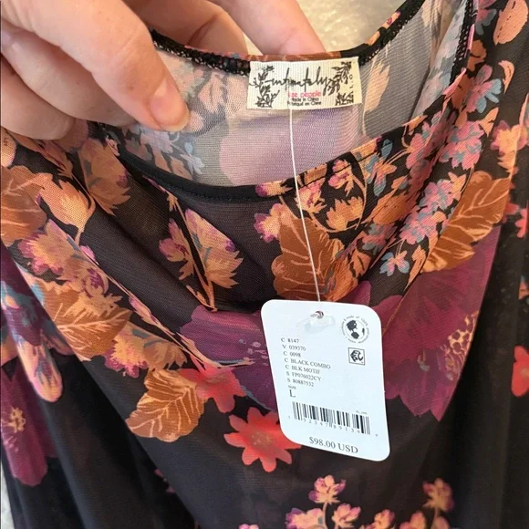 Free People Black and Purple Lace and Mesh Slip - Picture 4 of 12
